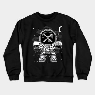 Astronaut Lifting Ripple XRP Coin To The Moon Crypto Token Cryptocurrency Blockchain Wallet Birthday Gift For Men Women Kids Crewneck Sweatshirt